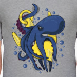 Морское чудовище осьминог обвивший якорь под водой