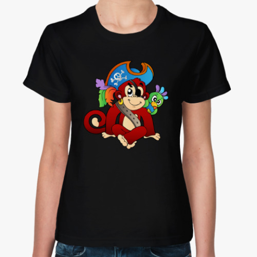 Женская футболка Обезьяна Пират