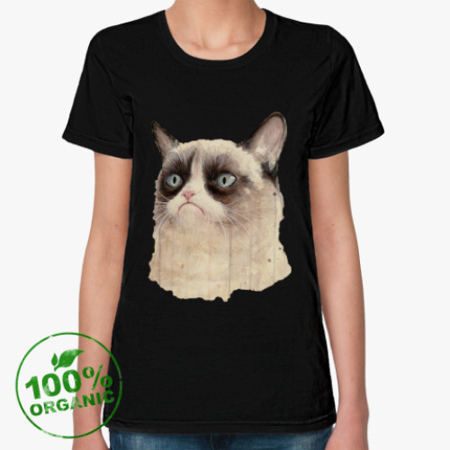 Женская футболка из органик-хлопка Grumpy Cat / Сердитый Кот
