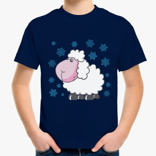Детская футболка Овечка и снежинки