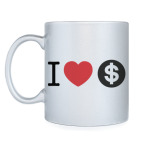 Кружка серебристая Я ЛЮБЛЮ ДЕНЬГИ