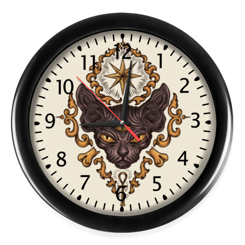 Настенные часы с принтом Кот