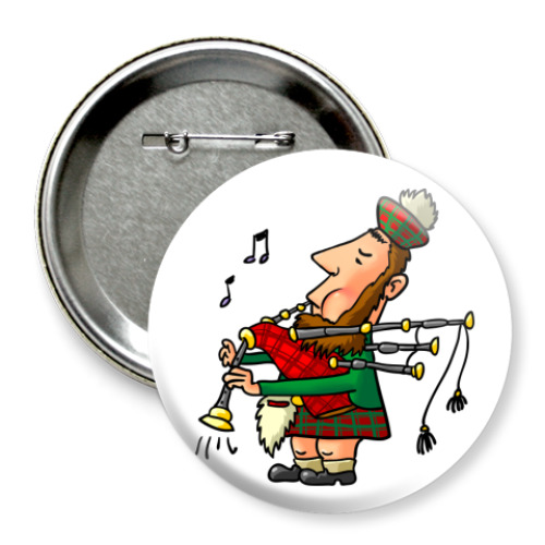 Значок 75мм с принтом Волынщик