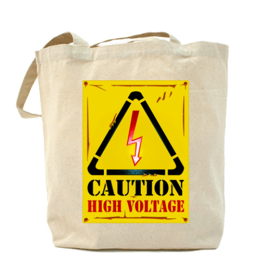 Сумка шоппер с принтом Caution