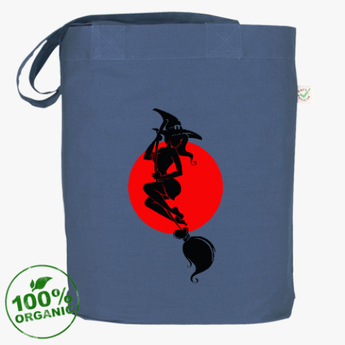 Сумка шоппер с принтом Ведьма на метле