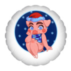 Подушка &quot;круг&quot;, 35x35 см свинка