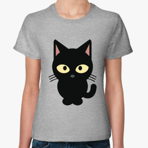 Женская футболка Черный Котик