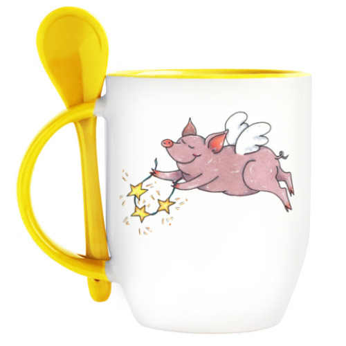 Кружка с ложкой Символ года, Свинофея