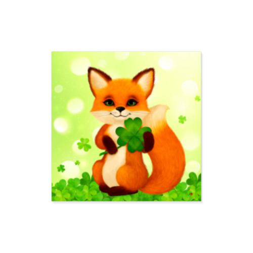 Виниловые наклейки с принтом Пушистый лисенок