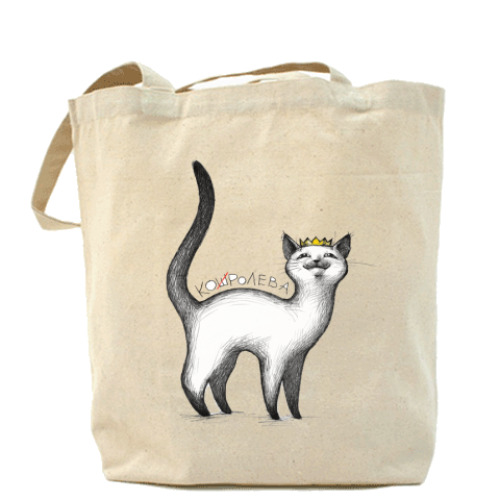 Сумка шоппер с принтом Кошка-королева
