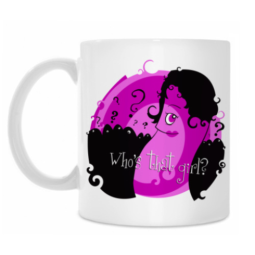 Кружка с принтом Who's that girl? (маджента)