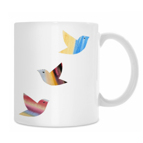 Кружка с принтом Акварельная птичка Watercolor