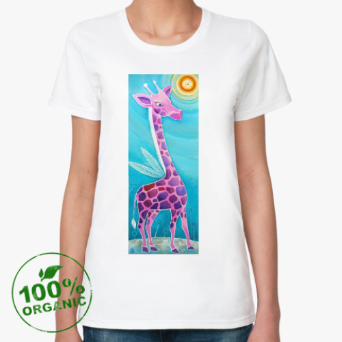 Женская футболка из органик-хлопка Счастливый жирафик