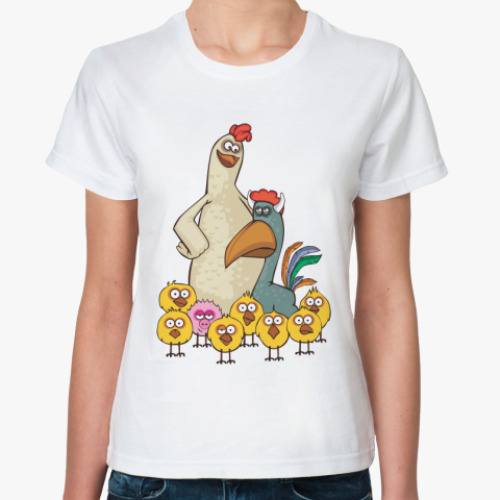 Классическая футболка  цыплята