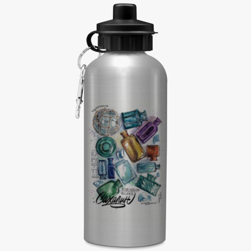 Бутылка с карабином (500 мл) с принтом Стекло Карафуто Сахалина