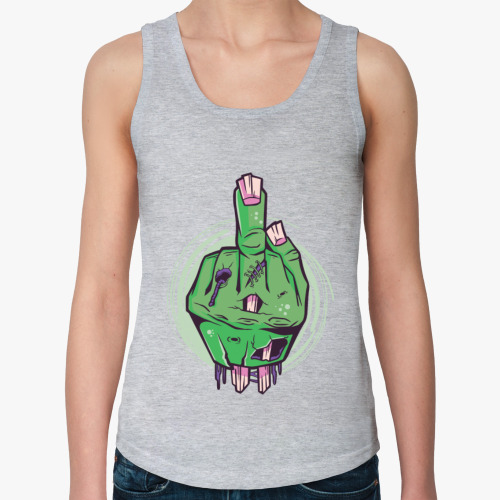 Женская майка с принтом Средний палец мертвеца