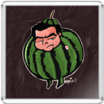 Человек в костюме арбуза