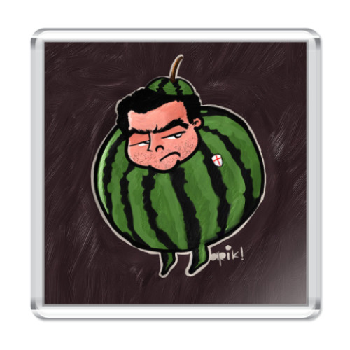 Магнит с принтом Человек в костюме арбуза