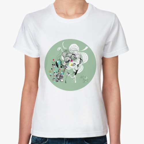 Классическая футболка с принтом Девушка