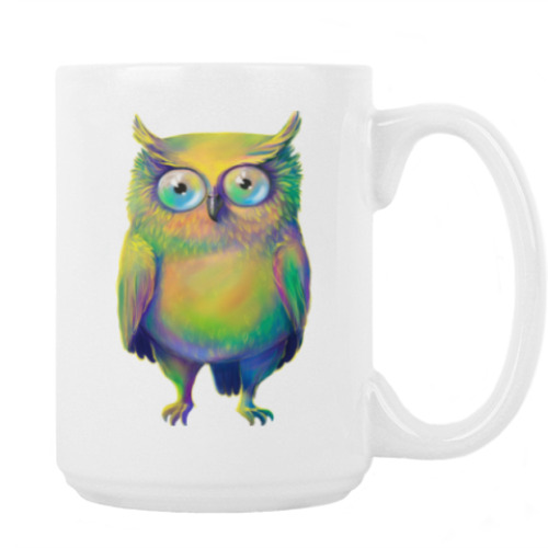 Кружка с принтом Цветная сова