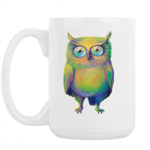 Кружка с принтом Цветная сова