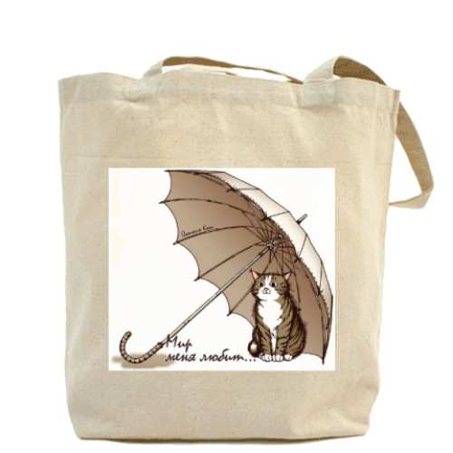 Сумка шоппер с принтом Мир меня любит