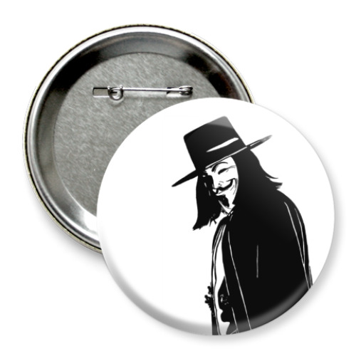 Значок 75мм вендетта, анонимус, Гай Фокс