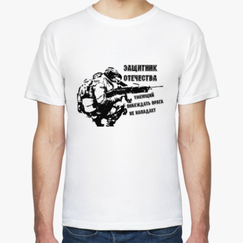 Футболка с принтом Солдат с пулеметом