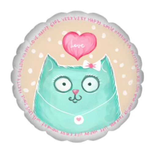 Подушка с принтом Влюбленная котешка