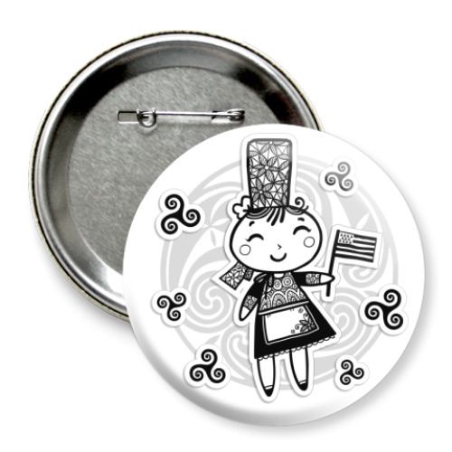 Значок 75мм с принтом Breton girl