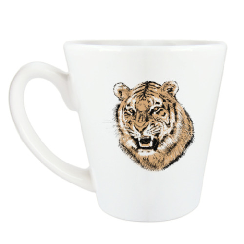 Чашка Латте с принтом Тигр