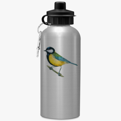 Бутылка с карабином (500 мл) с принтом Птица Синица