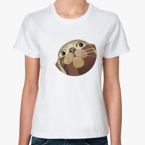 Классическая футболка с принтом котёнок