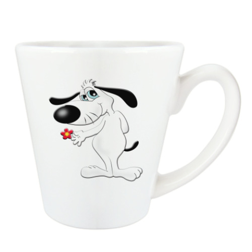 Чашка Латте Собачка с цветком