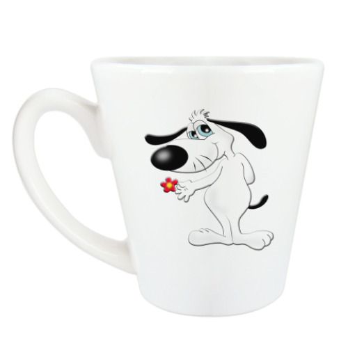 Чашка Латте Собачка с цветком