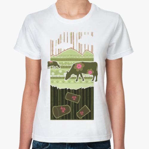 Классическая футболка с принтом Био опасность