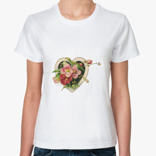 Классическая футболка с принтом   ВИНТАЖ СЕРДЦА