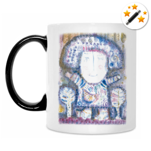 Кружка-хамелеон с принтом Девочка-Снегурочка