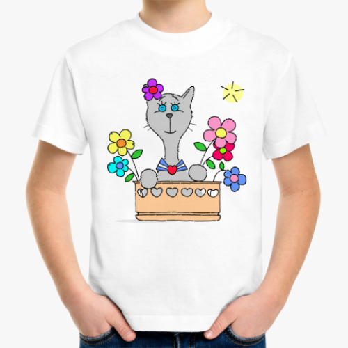 Детская футболка Кошка-цветочница