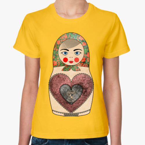 Женская футболка Матрешка сердце