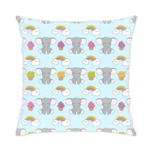 Подушка с принтом Воздушные слоники