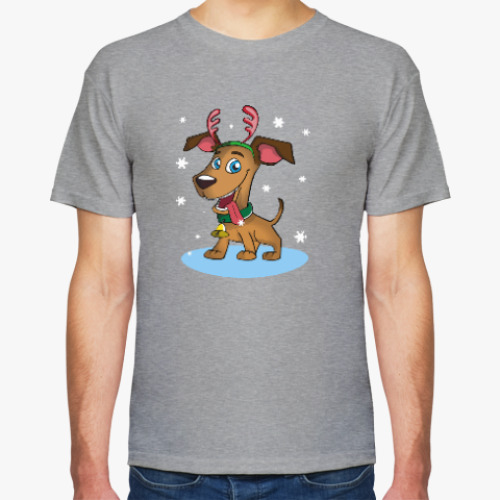 Футболка с принтом Новогодний пес