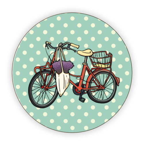 Костер (подставка под кружку) Винтажный велосипед с цветами