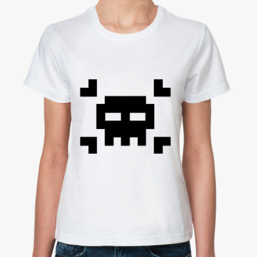 Классическая футболка 8bit skull