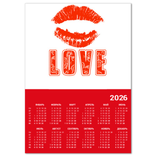 Календарь с принтом LOVE
