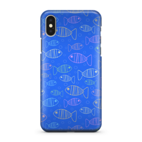 Чехол для iPhone X море и рыбки