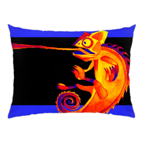 Подушка с принтом Хамелеон Огненный