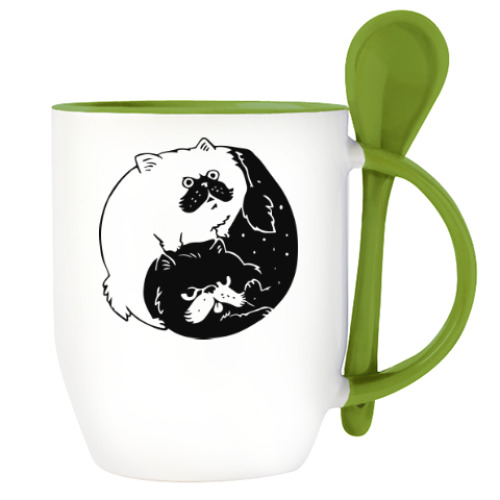 Кружка с ложкой Инь и ян