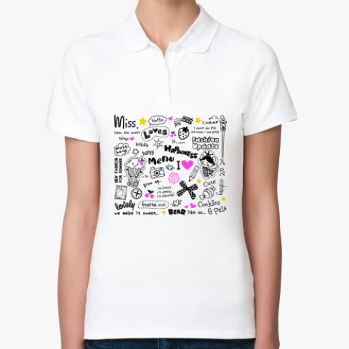 Женская рубашка поло (печать) с принтом Каламбур