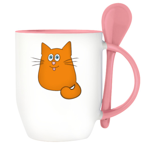 Кружка с ложкой Милый-Дразнящий Котик